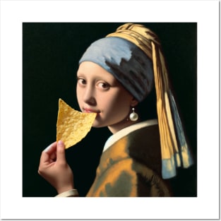 Pearl Earring Tortilla Chip Fiesta Tee - National Tortilla Chip Day Posters and Art